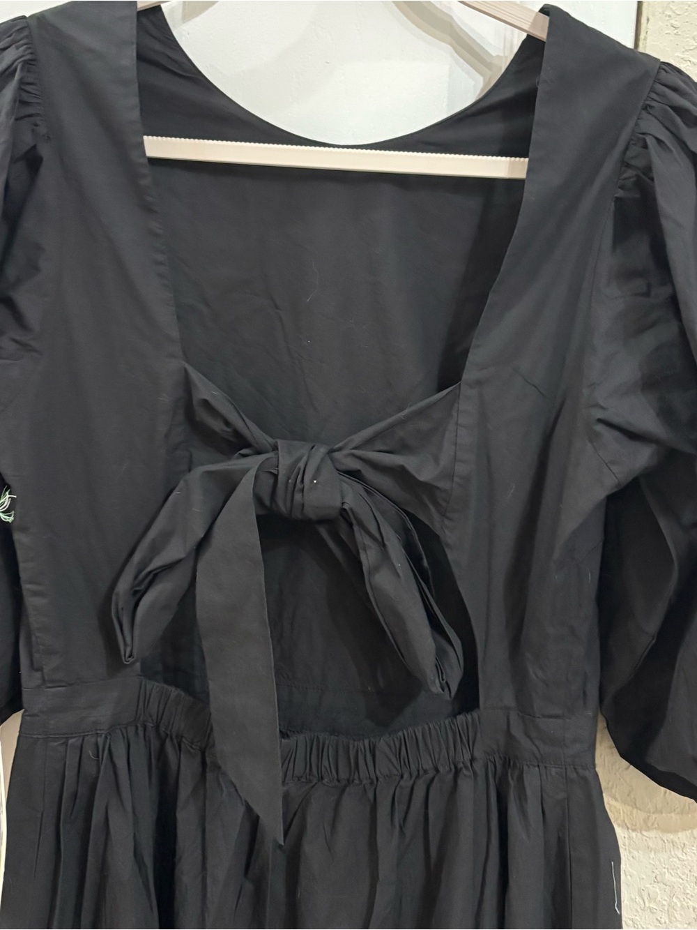 TROVATA BIRDS OF PARADIS DAPHNE Poplin Tiered MIDI DRESS BLACK Medium - Picture 9 of 14